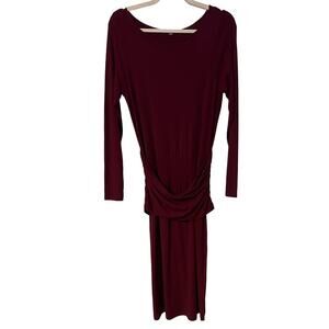 Anthropologie Lilla P Purple Peplum Long Sleeve Midi Dress Small